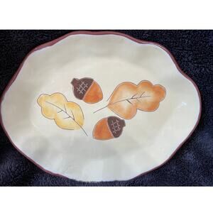 Vintage Y2K Russ Berrie UK Fall Leaves Acorn Serving Platter